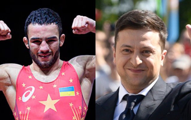 Zelenski azərbaycanlı güləşçini təbrik etdi - Foto Zelenski azərbaycanlı güləşçini təbrik etdi