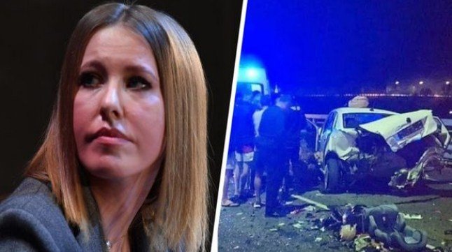 Kseniya Sobçakın düşdüyü avtomobil qəzasının anbaan görüntüləri.